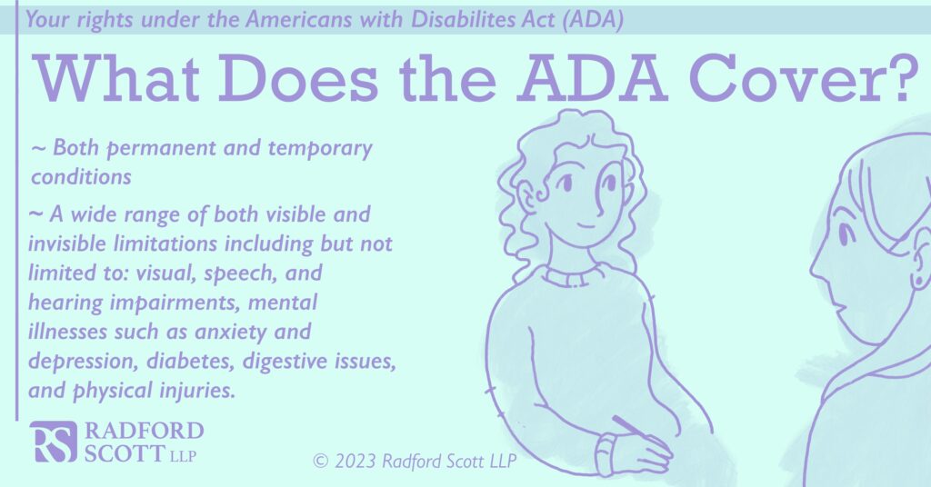 A graphic explaining the types of impairments covered by the ADA.