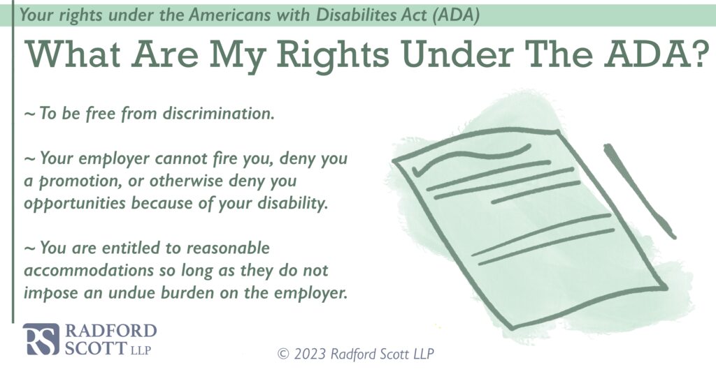Graphic explaining employee rights under the ADA.